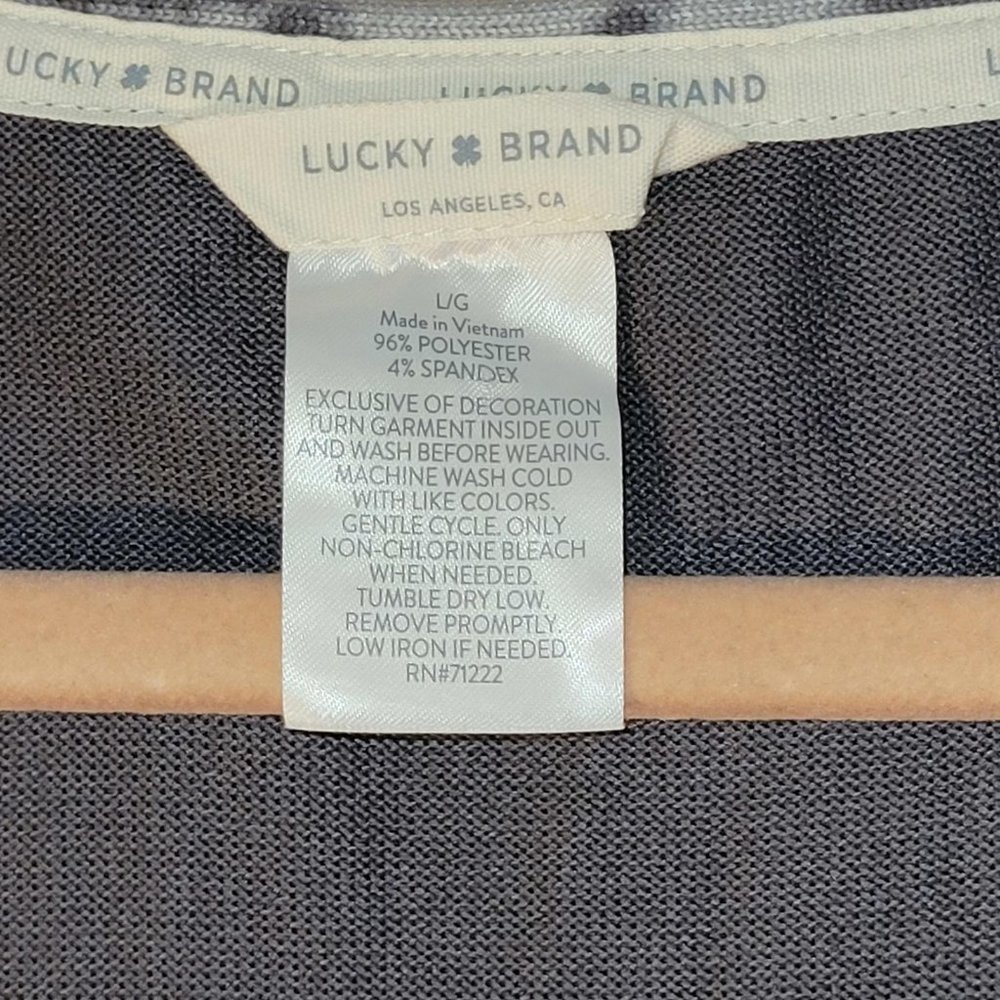 Lucky Brand Gray Animal Leopard Print Trim Knit Tank Top Women Size L - Picture 3 of 5
